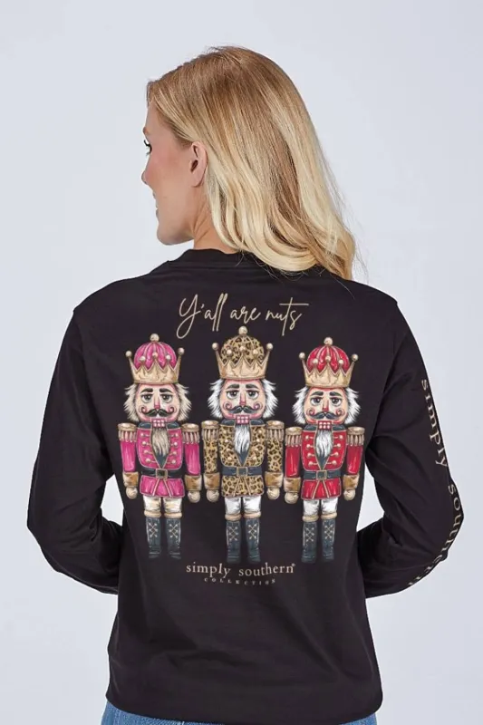 Simply Southern Y’all Are Nuts Long Sleeve T-Shirt for Women in Black | LS-NTCRCKR-BLK sold by Glik’s