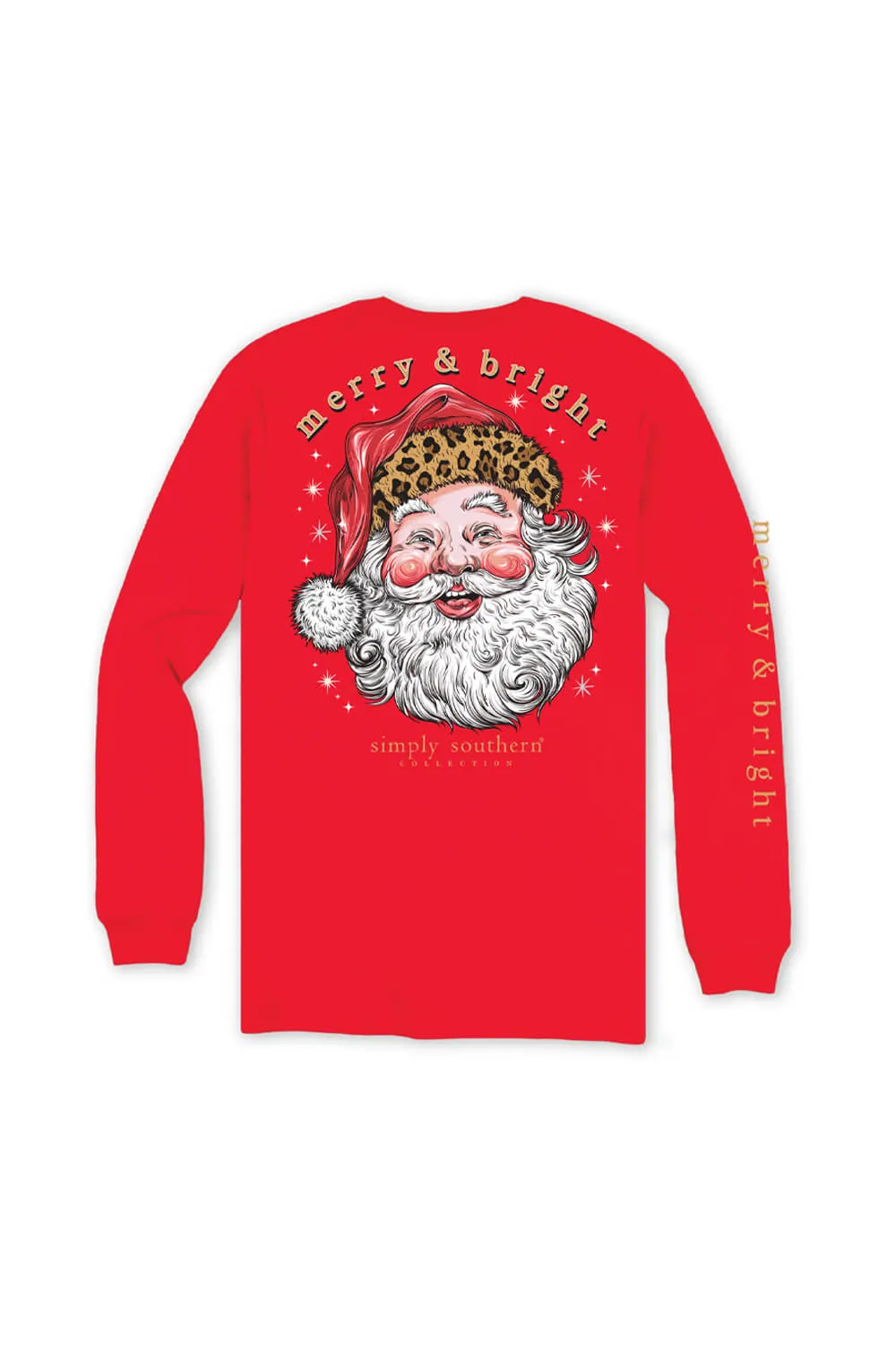 Simply Southern Leopard Hat Santa Long Sleeve T-Shirt for Women in Red | LS-LEOSANTA-RED sold by Glik’s product image thumbnail 3
