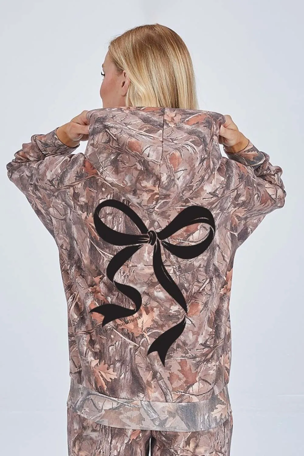 Simply Southern Black Bow Camo Hoodie for Women in Brown | HD-BOW-CAMO sold by Glik’s
