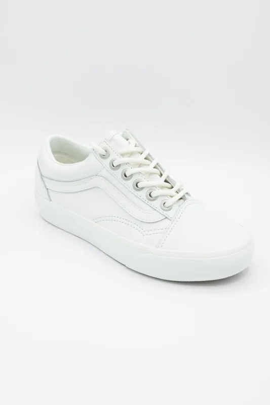 Vans Old Skool Leather Sneakers for Women in White | VN000D6WWHT sold by Glik’s
