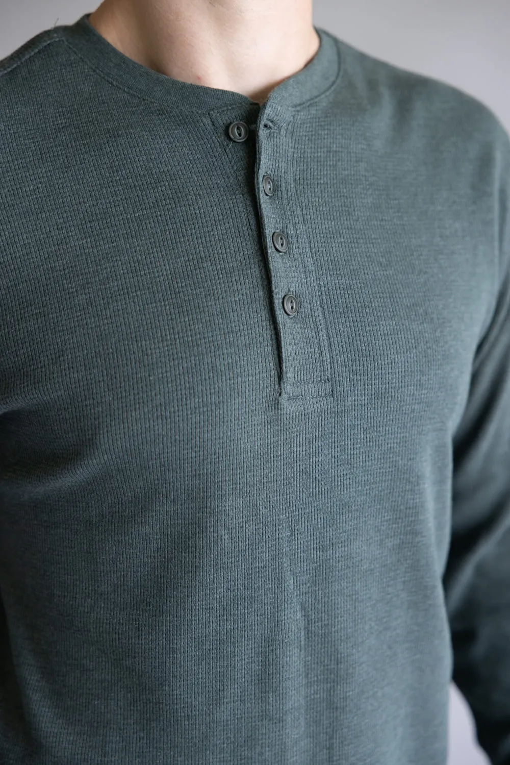 Weatherproof Vintage Waffle Button Henley Thermal Long Sleeve Shirt for Men in Green | F253093GK-HEATHERSCARAB sold by Glik’s product image thumbnail 2