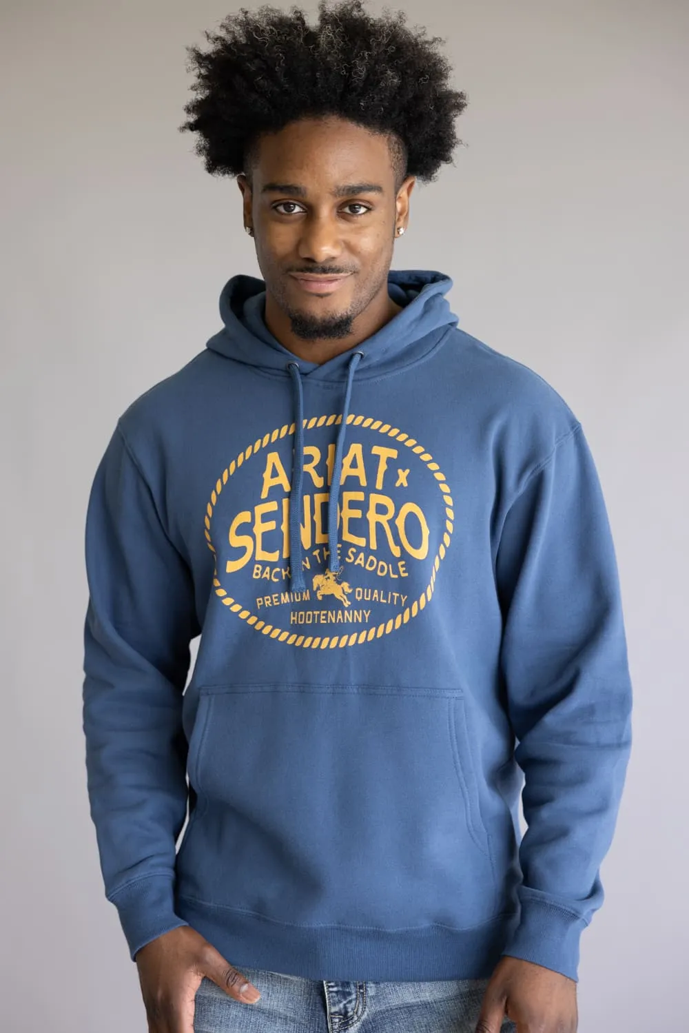 Ariat x Sendero Back In The Saddle Hoodie for Men in Dark Denim | 10062505-DKDENIM sold by Glik’s