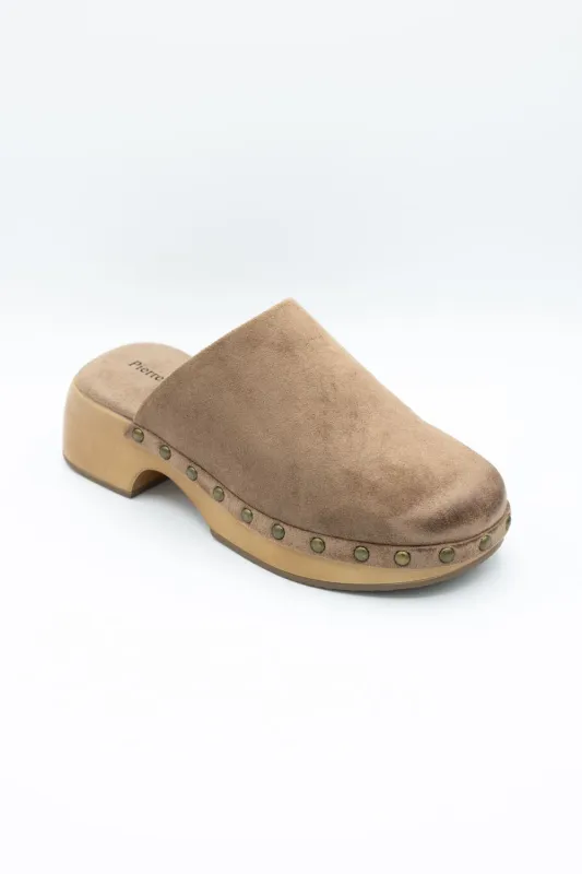 Pierre Dumas Jeda Heeled Clogs for Women in Taupe | 82483-434-TAUPE sold by Glik’s