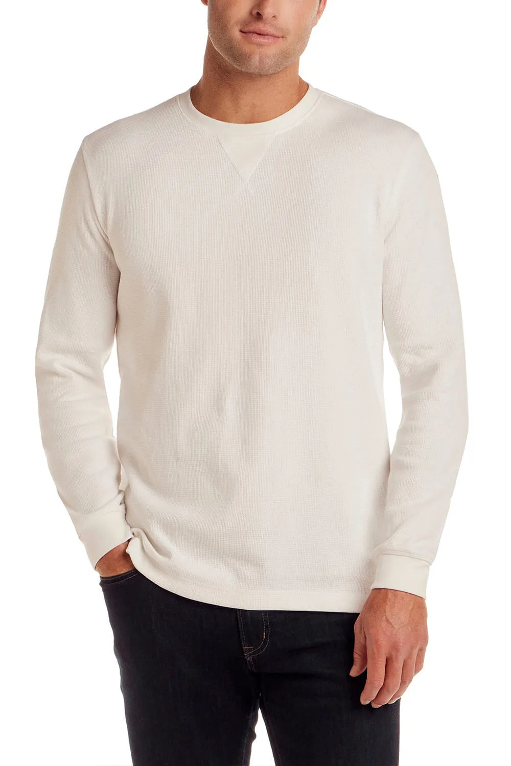 Weatherproof Vintage Waffle Henley Thermal Long Sleeve Shirt for Men in White | F2530246GK-WHITE sold by Glik’s