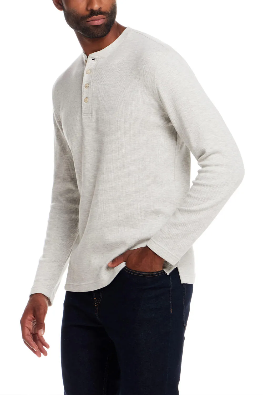 Weatherproof Vintage Waffle Button Henley Thermal Long Sleeve Shirt for Men in Oat | F253093GK-OAT sold by Glik’s