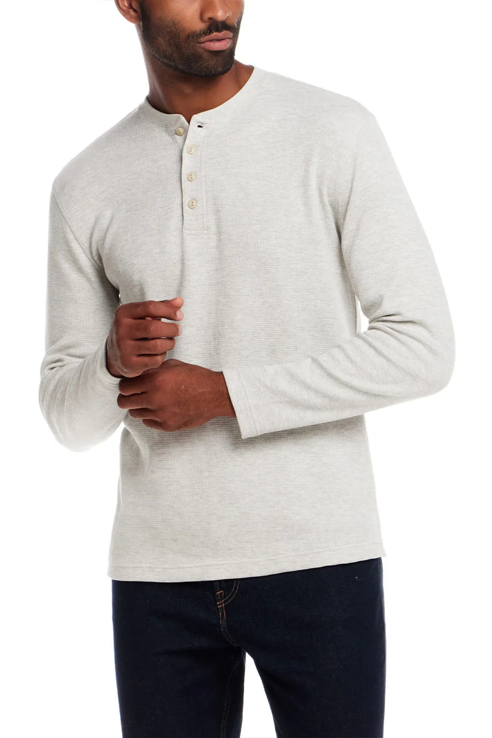 Weatherproof Vintage Waffle Button Henley Thermal Long Sleeve Shirt for Men in Oat | F253093GK-OAT sold by Glik’s product image thumbnail 2