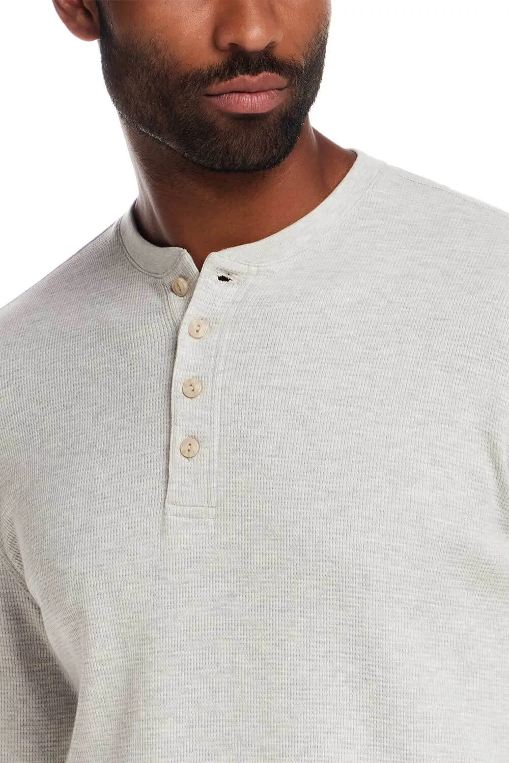 Weatherproof Vintage Waffle Button Henley Thermal Long Sleeve Shirt for Men in Oat | F253093GK-OAT sold by Glik’s product image thumbnail 3