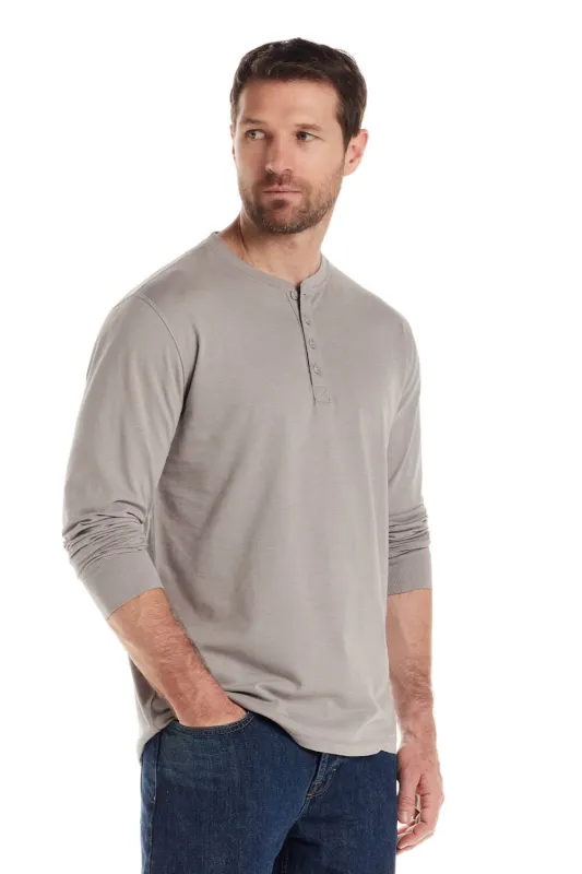 Weatherproof Vintage Long Sleeve Jersey Henley Shirt for Men in Heather Grey | F253610GK-ULTGRYHEATH sold by Glik’s