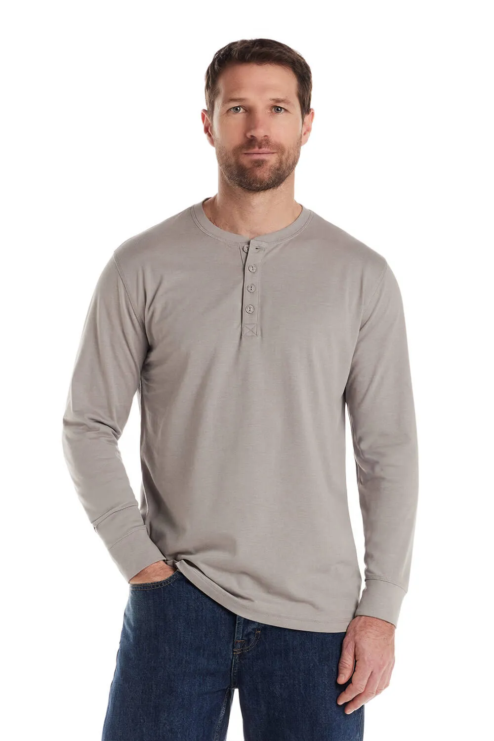 Weatherproof Vintage Long Sleeve Jersey Henley Shirt for Men in Heather Grey | F253610GK-ULTGRYHEATH sold by Glik’s product image thumbnail 2