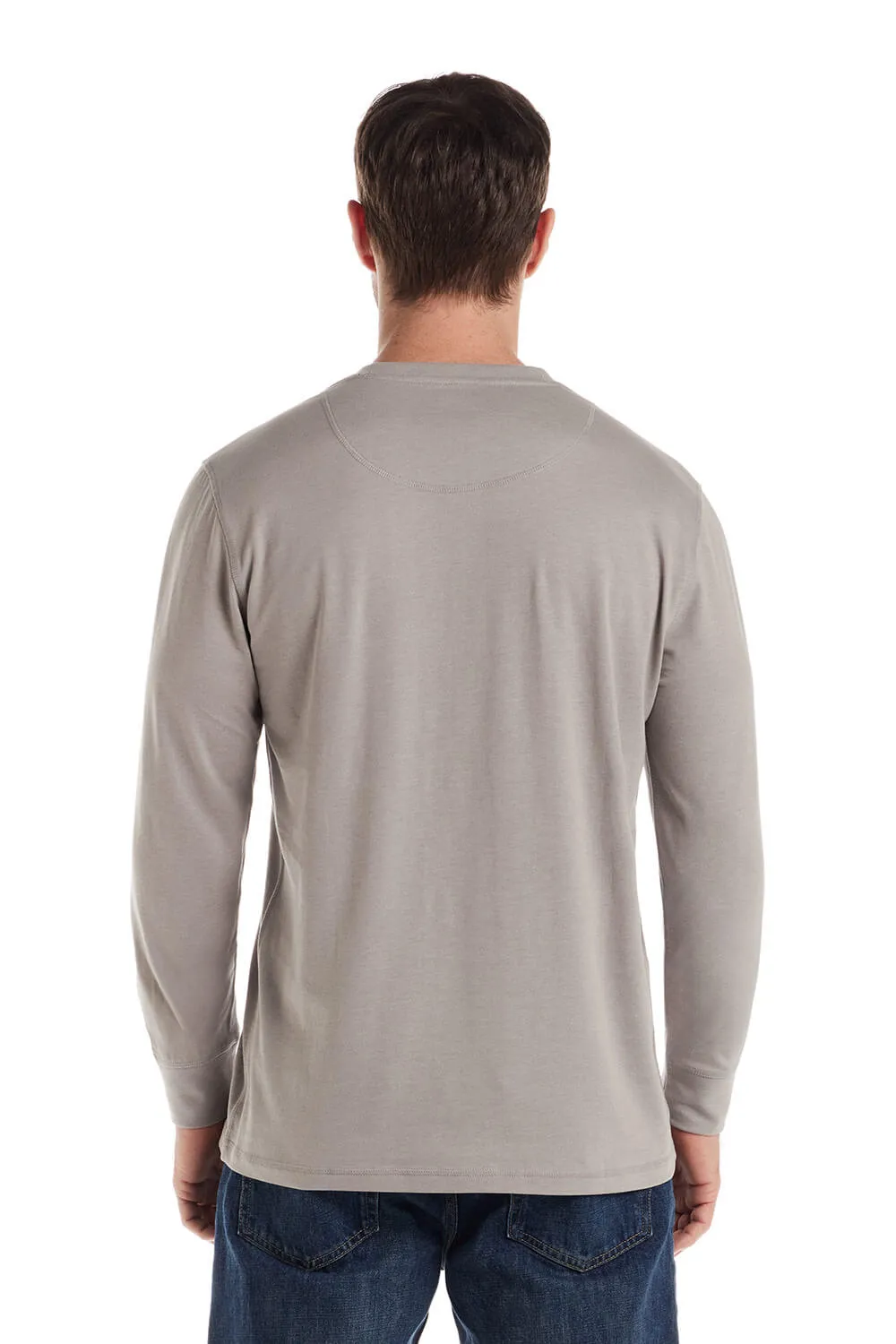Weatherproof Vintage Long Sleeve Jersey Henley Shirt for Men in Heather Grey | F253610GK-ULTGRYHEATH sold by Glik’s product image thumbnail 4