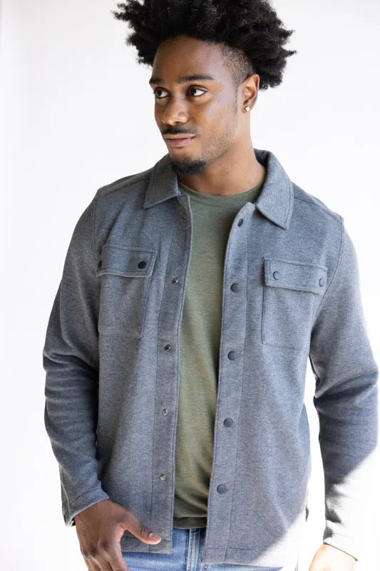 1897 Original Solid Knit Shacket for Men in Charcoal | 5PJ2512M-CHARCOAL sold by Glik’s