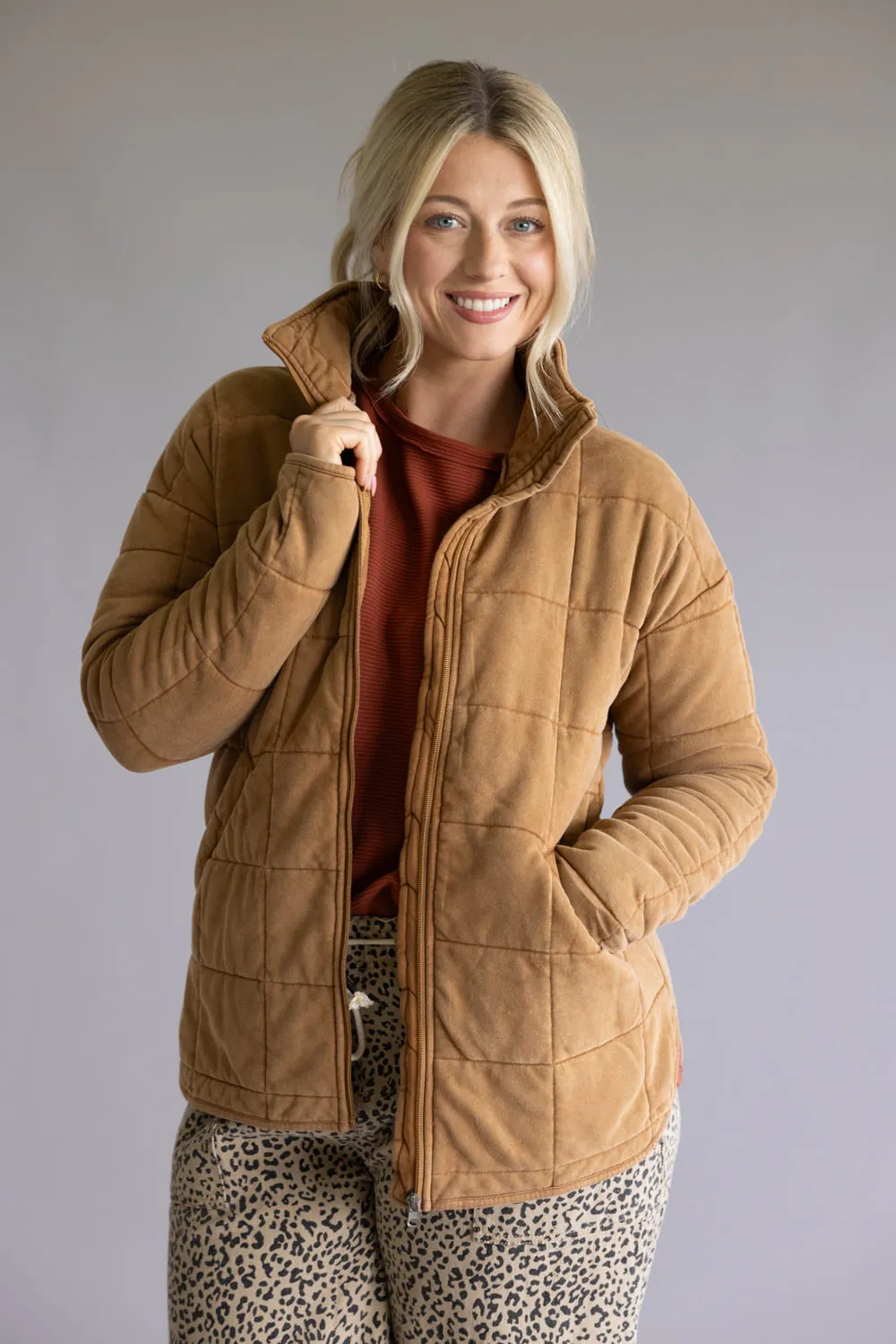 Garment Washed Quilted Jacket for Women in Brown | KDC-JKT-18-BRN sold by Glik’s product image thumbnail 3