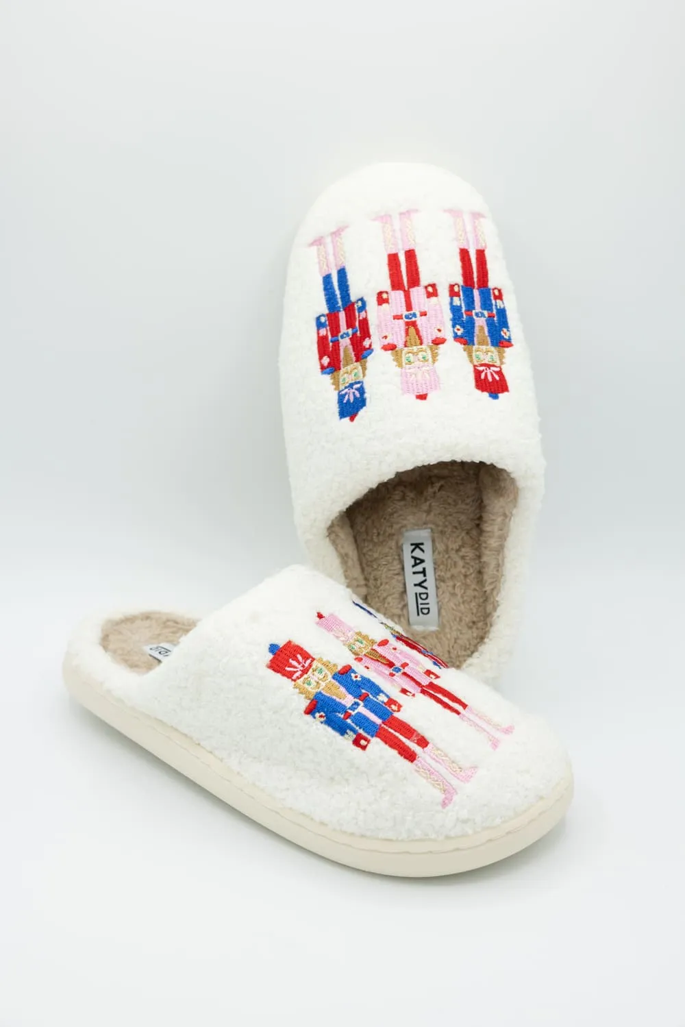 Nutcracker Slippers for Women in White | KDC-SLPR-163-WHT sold by Glik’s