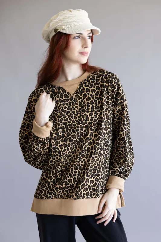 Leopard Pullover for Women in Brown | NT12318-BEIGELEOPARD sold by Glik’s