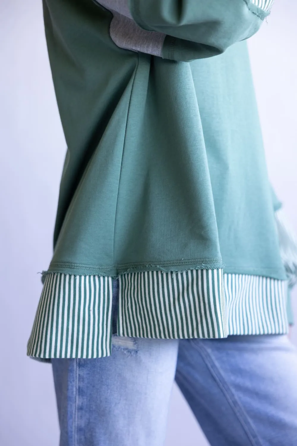 Colorblock Knit Shirt for Women in Sage | NT12321-SAGE sold by Glik’s product image thumbnail 3