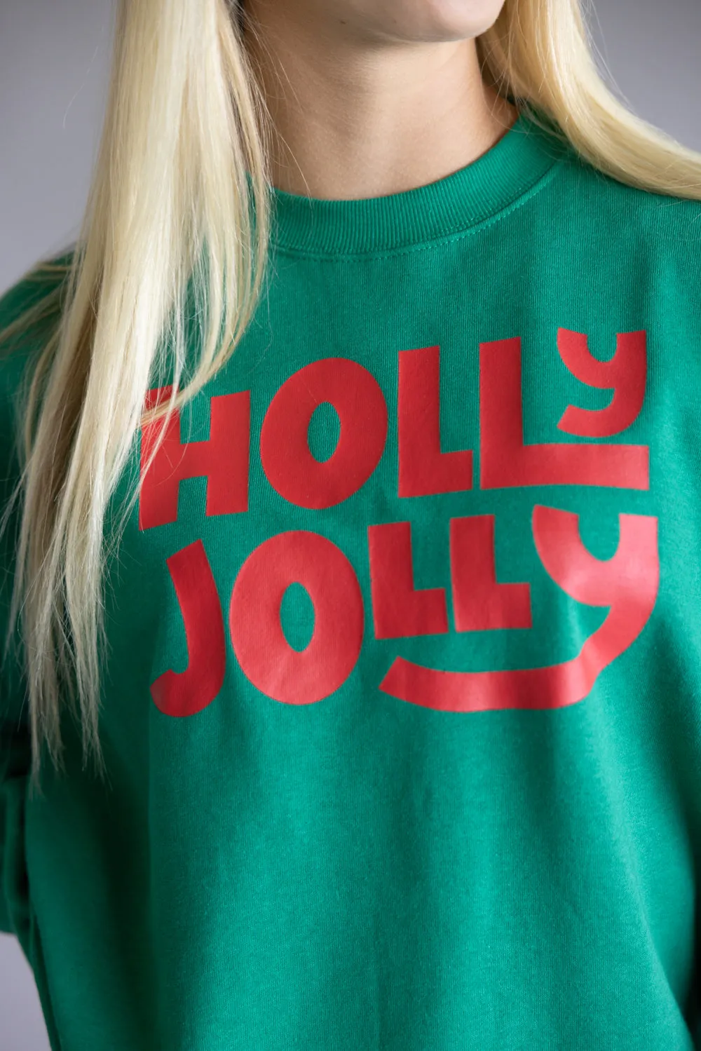 1897 Active Holly Jolly Print Fleece Sweatshirt for Women in Kelly Green | GT708-HOLLYJOLLY-KELLYGREEN sold by Glik’s product image thumbnail 2