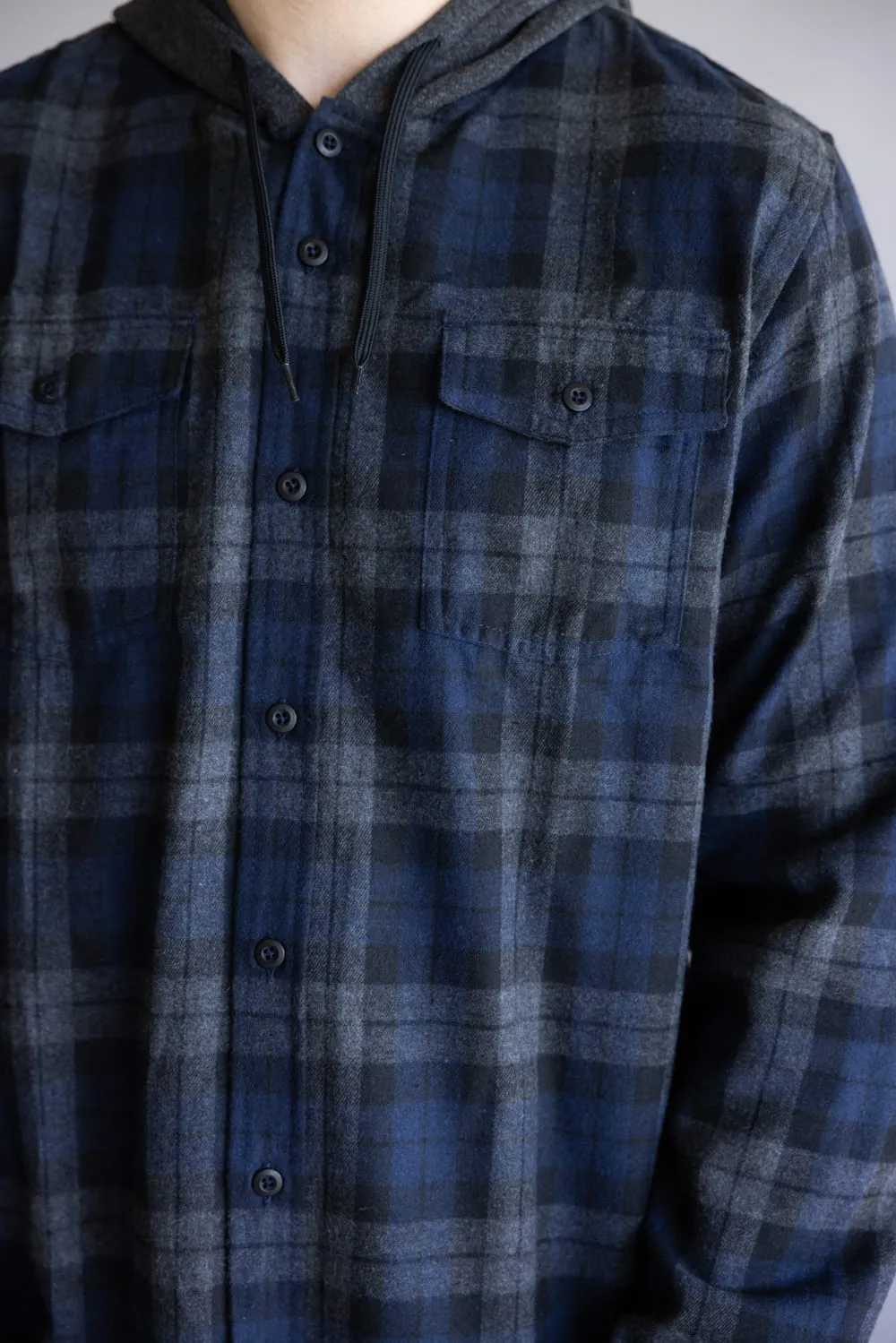 Hooded Plaid Flannel for Men in Navy Grey | TT8291GL-NAVYGREY sold by Glik’s product image thumbnail 2