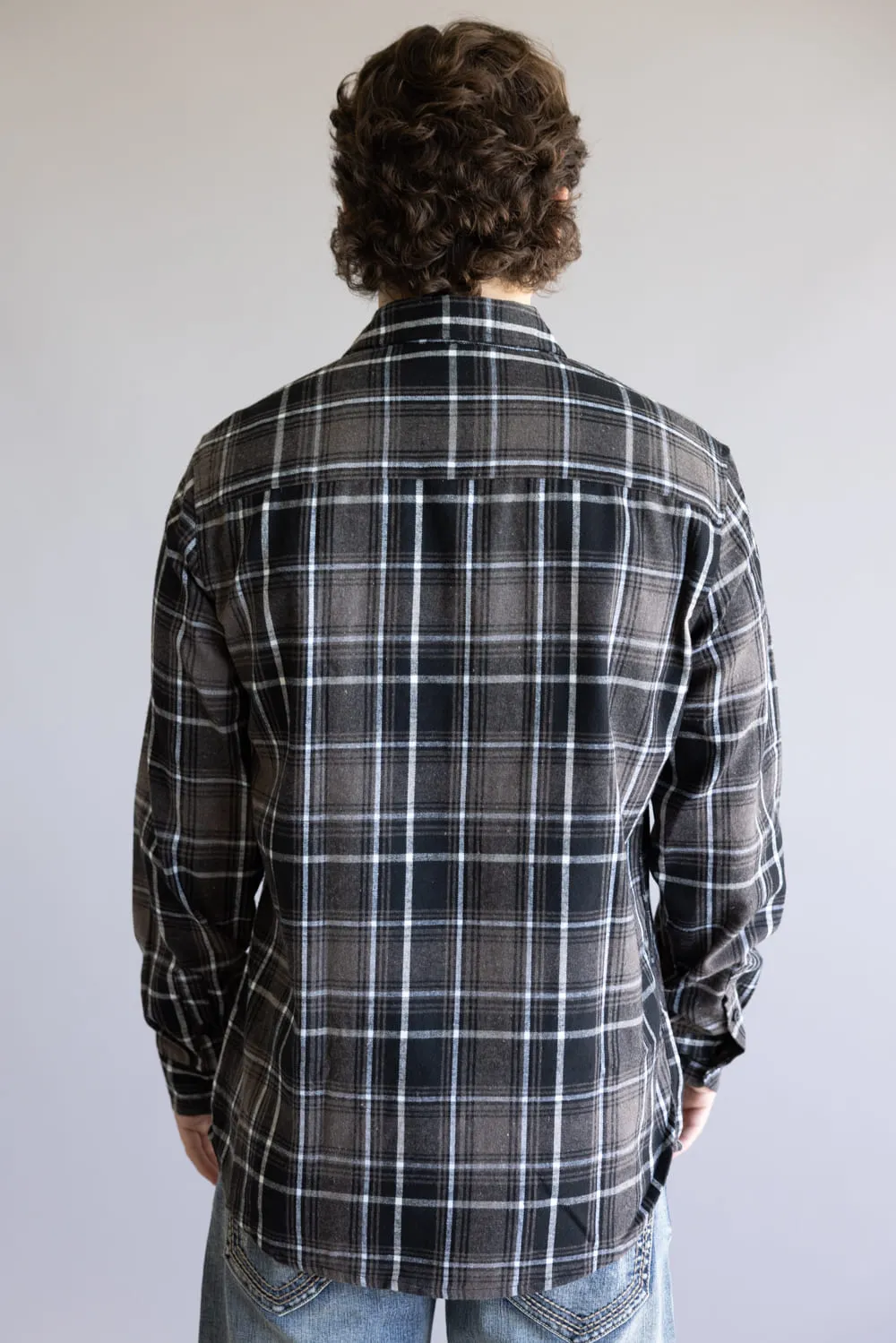 Plaid Flannel Shirt for Men in Black Brown | TT8281GL-BLACKBROWN sold by Glik’s product image thumbnail 4