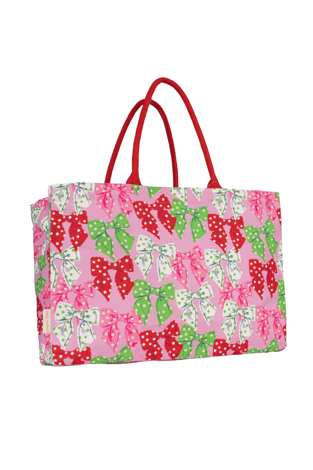 Simply Southern Holiday Polka Dot Bows Seaside Tote | 0225-BAG-TOTE-SEA-HLDY-DOTS sold by Glik’s