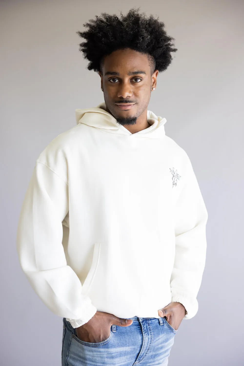 Denim & Flower Flower Patch Hoodie for Men in Off White | CSWS-C545 sold by Glik’s product image thumbnail 2