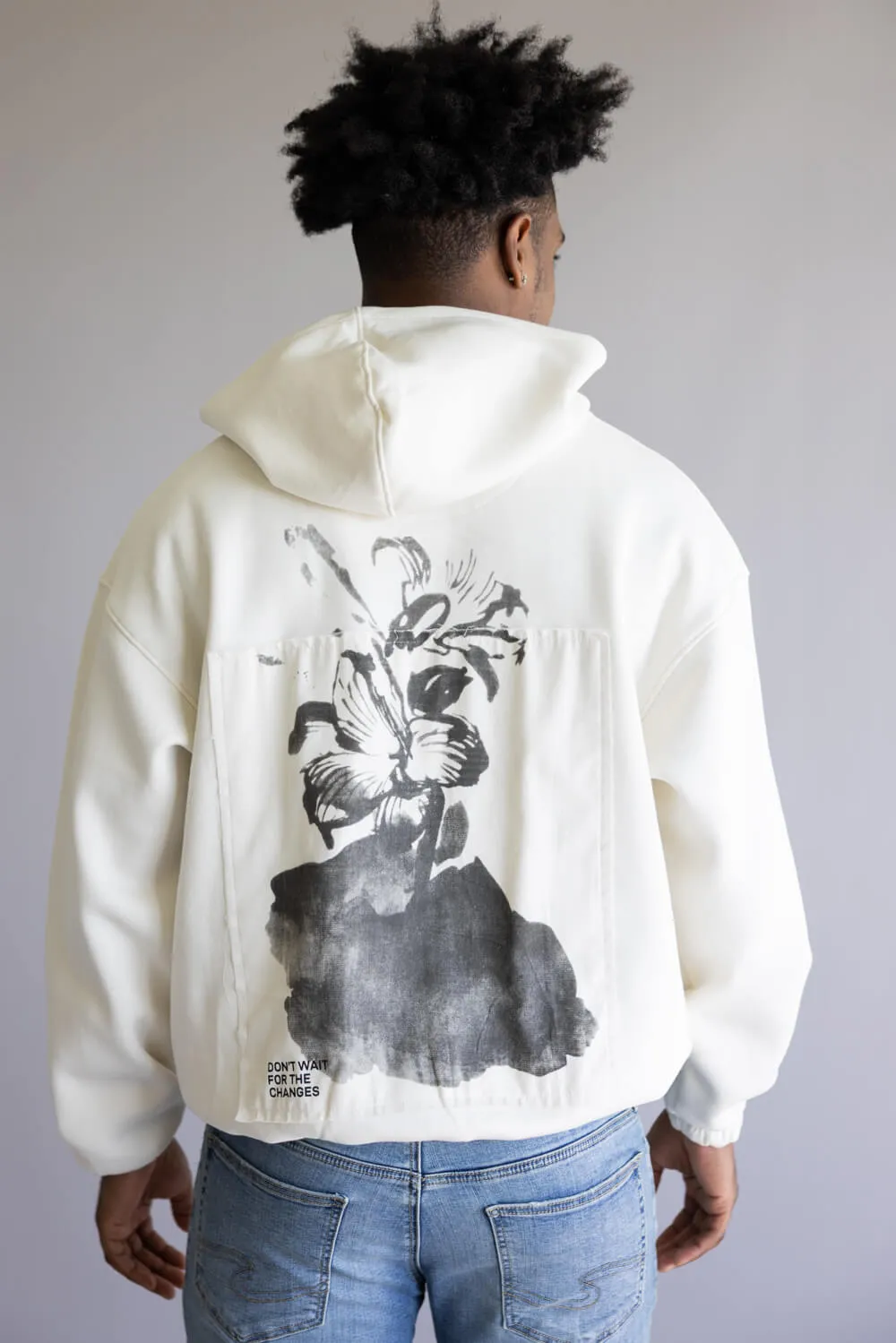 Denim & Flower Flower Patch Hoodie for Men in Off White | CSWS-C545 sold by Glik’s product image thumbnail 4