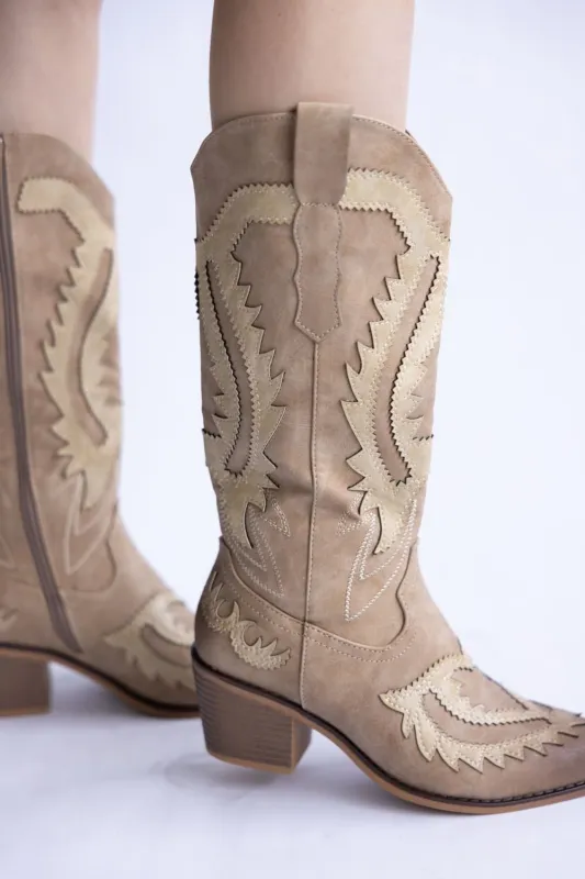 Pierre Dumas Whitney Western Tall Boots for Women in Taupe | 89291-146 TAUPE sold by Glik’s