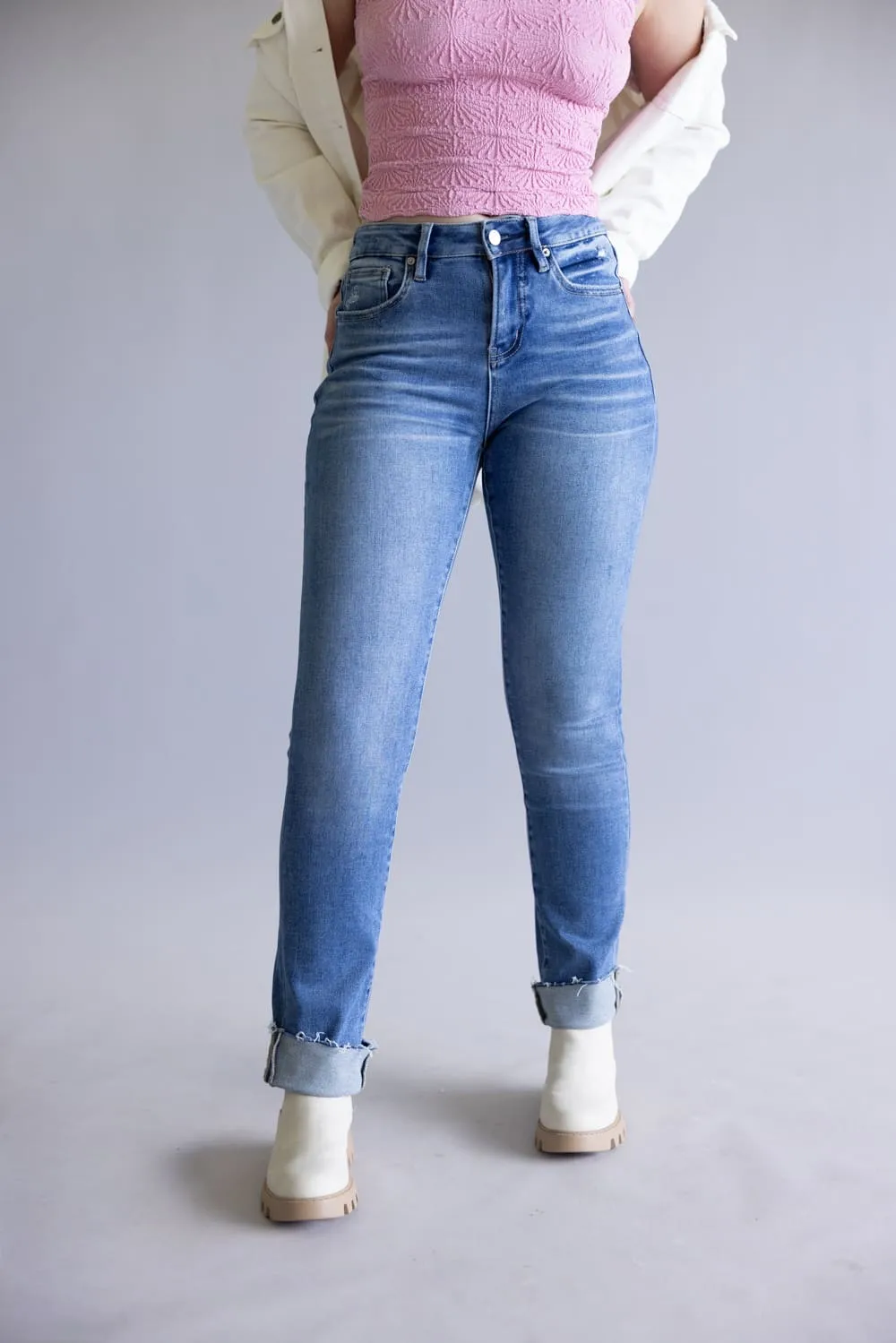 Mica High Rise Straight Leg Raw Hem Jeans for Women | MDP-T3565 sold by Glik’s product image thumbnail 2