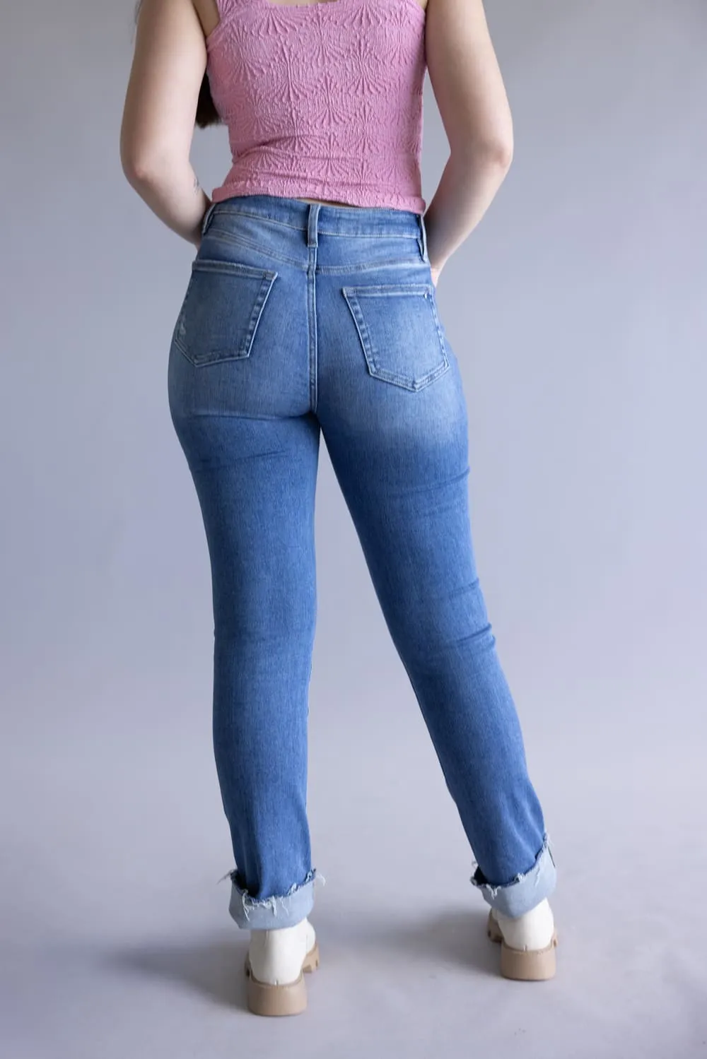 Mica High Rise Straight Leg Raw Hem Jeans for Women | MDP-T3565 sold by Glik’s product image thumbnail 4