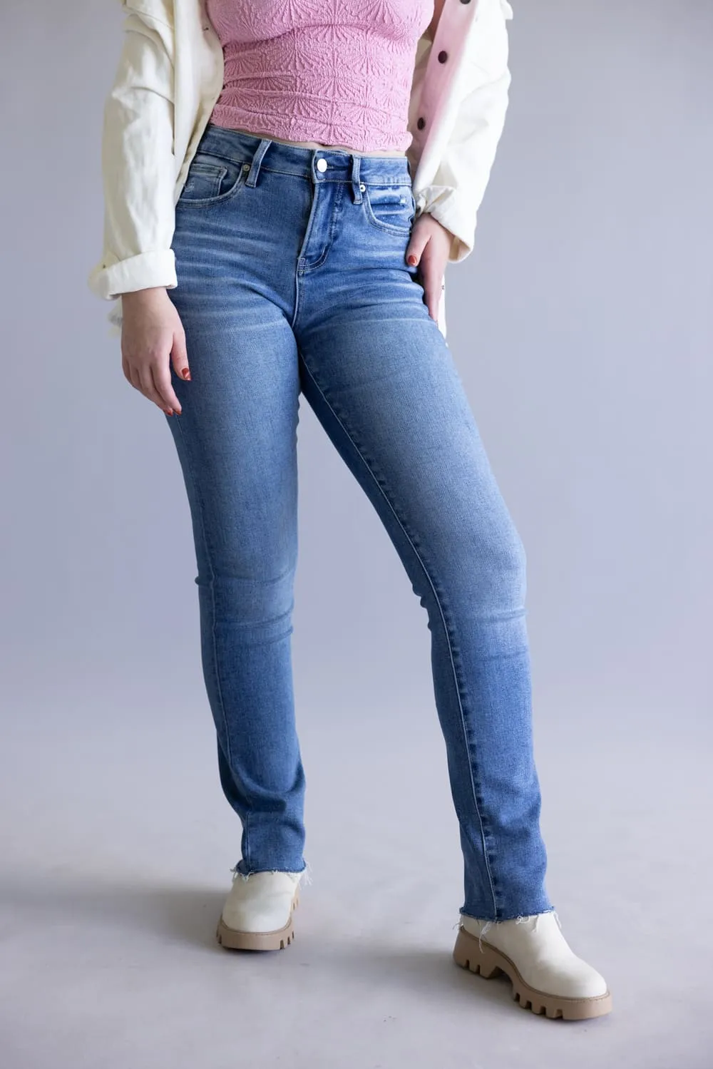 Mica High Rise Straight Leg Raw Hem Jeans for Women | MDP-T3565 sold by Glik’s
