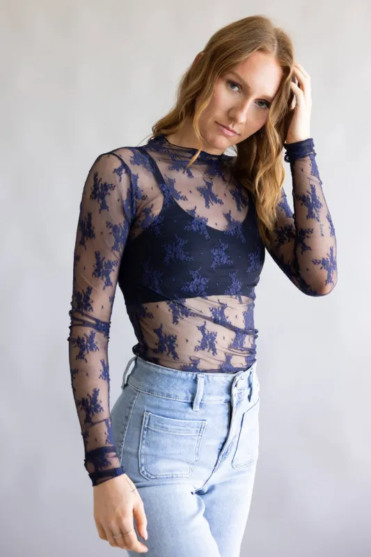 Free People Intimately Lady Lux Sheer Layering Top for Women in Deeper Iris | OB1227158-4506-DEEPERIRIS sold by Glik’s
