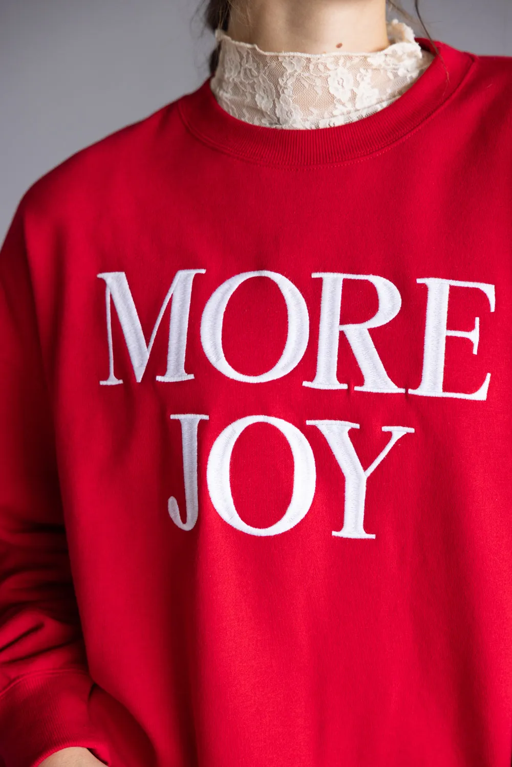 1897 Active More Joy Embroidered Fleece Sweatshirt for Women in Red | GT402-RED sold by Glik’s product image thumbnail 2