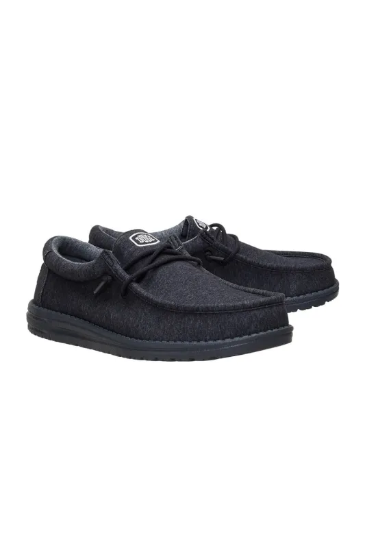 HEYDUDE Men’s Wally Stretch Jersey Shoes in Black | 45433-060 sold by Glik’s