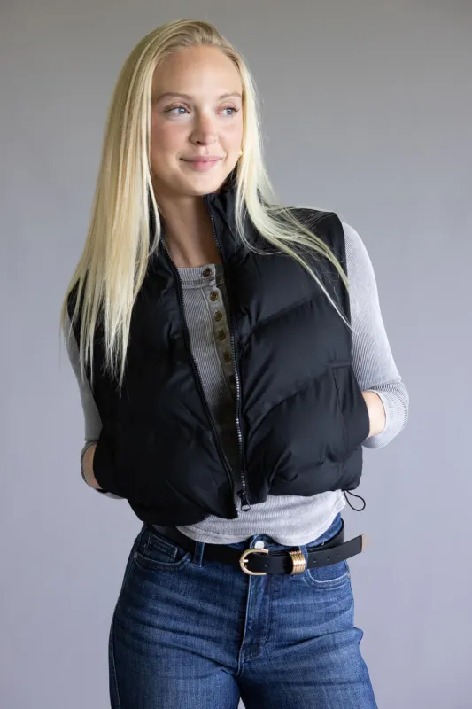 Love Tree Cropped Puffer Vest for Women in Black | 5142VN-BLACK sold by Glik’s