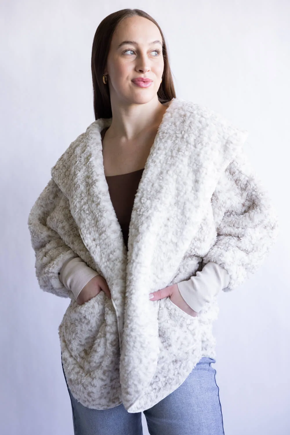 Katydid Snow Leopard Body Wrap Jacket for Women in Cream | KDC-BWRAP-SNOW sold by Glik’s product image thumbnail 5