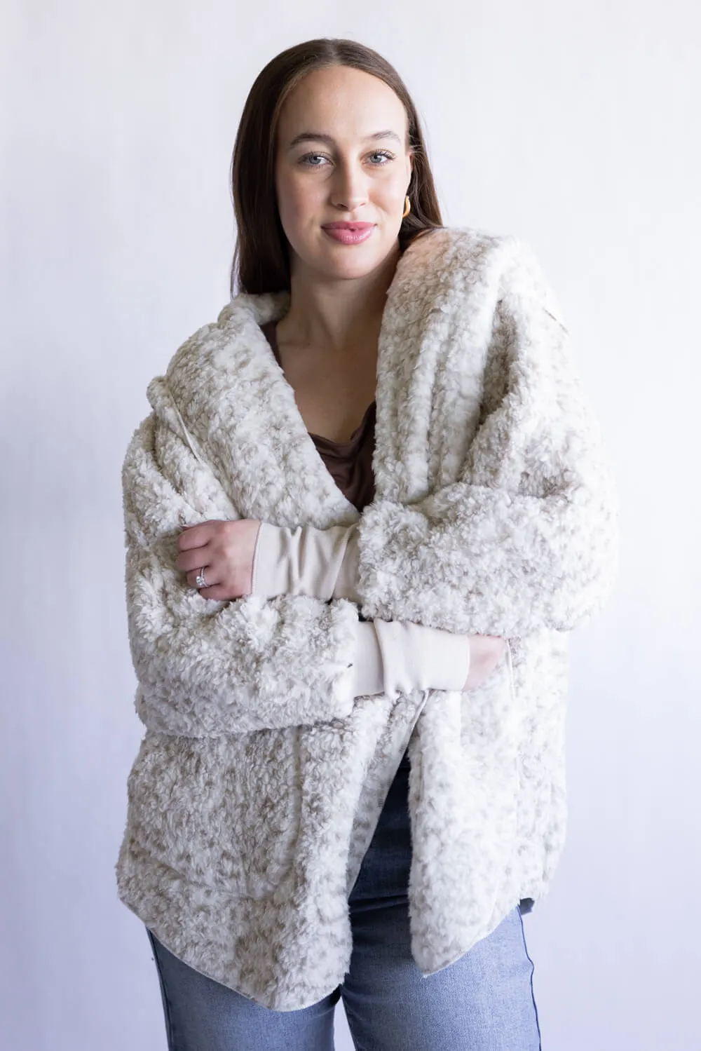 Katydid Snow Leopard Body Wrap Jacket for Women in Cream | KDC-BWRAP-SNOW sold by Glik’s product image thumbnail 2