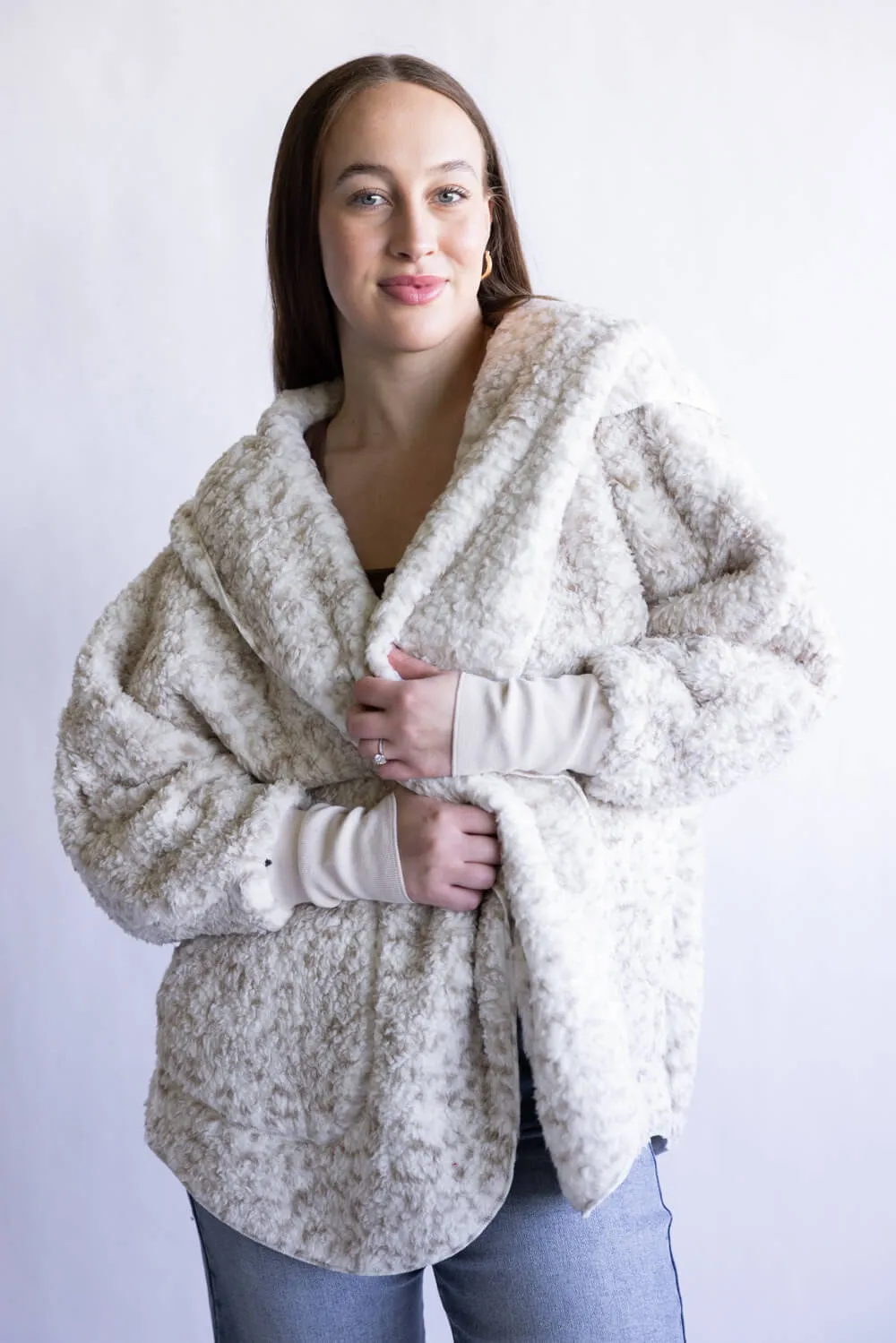 Katydid Snow Leopard Body Wrap Jacket for Women in Cream | KDC-BWRAP-SNOW sold by Glik’s product image thumbnail 3