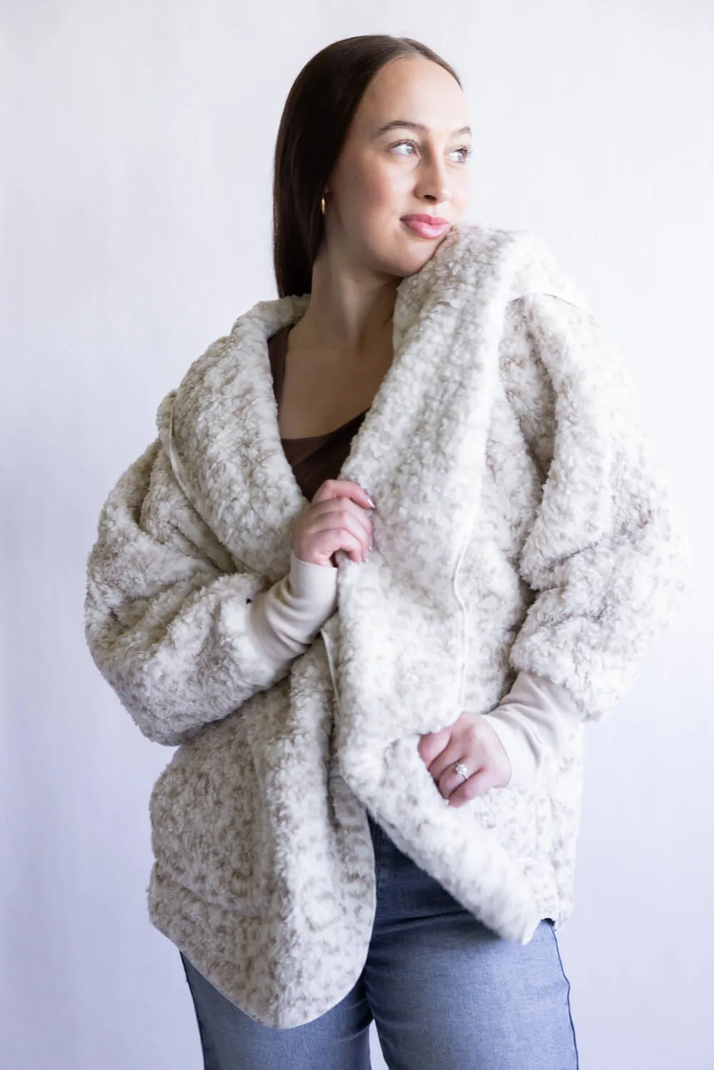 Katydid Snow Leopard Body Wrap Jacket for Women in Cream | KDC-BWRAP-SNOW sold by Glik’s