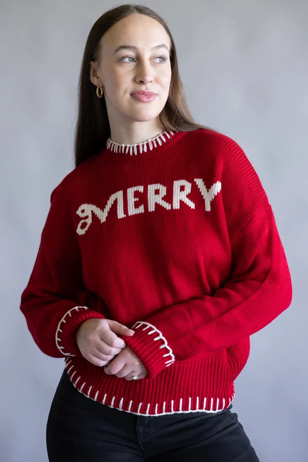 Simply Southern Merry Sweater for Women in Red | PP-0225-SWTR-IMEE-MERRY sold by Glik’s