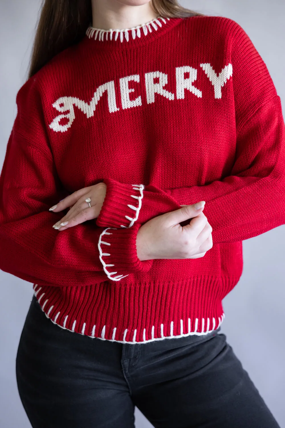 Simply Southern Merry Sweater for Women in Red | PP-0225-SWTR-IMEE-MERRY sold by Glik’s product image thumbnail 3