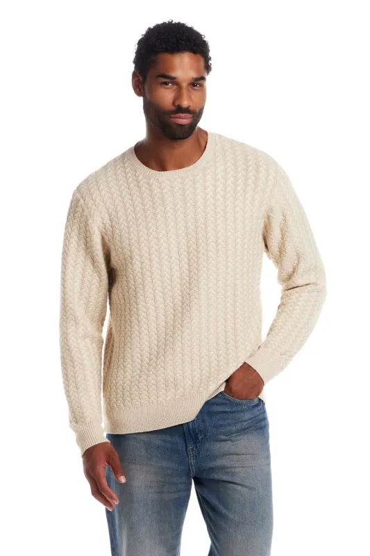 Weatherproof Vintage Braided Crewneck Sweater for Men in Cream | F2540711GK-WHITECAP sold by Glik’s