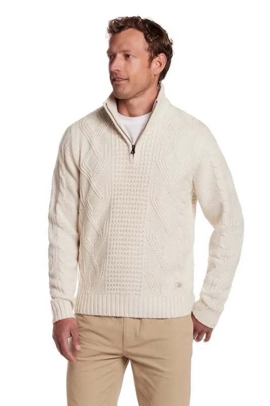 Weatherproof Vintage Chunky Shawl Collar Pullover for Men in Ecru | F2540628GK-ECRU sold by Glik’s
