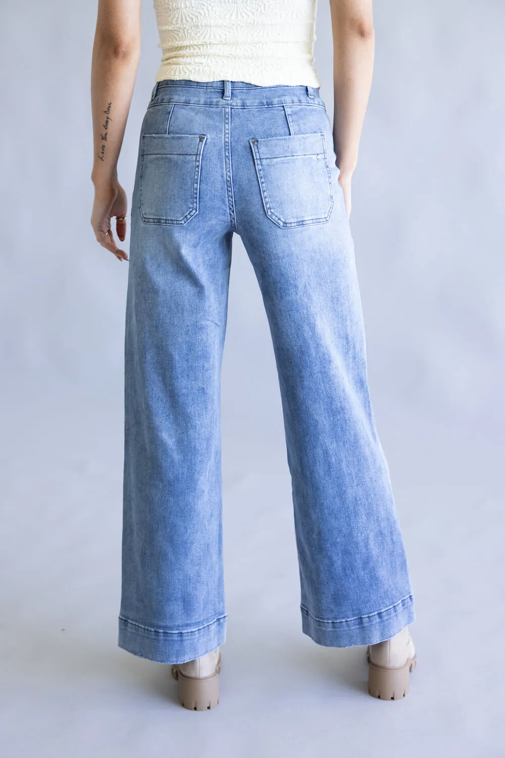 Mica High Rise Patch Pocket Wide Leg Jeans for Women | MDP-W3546 sold by Glik’s product image thumbnail 2