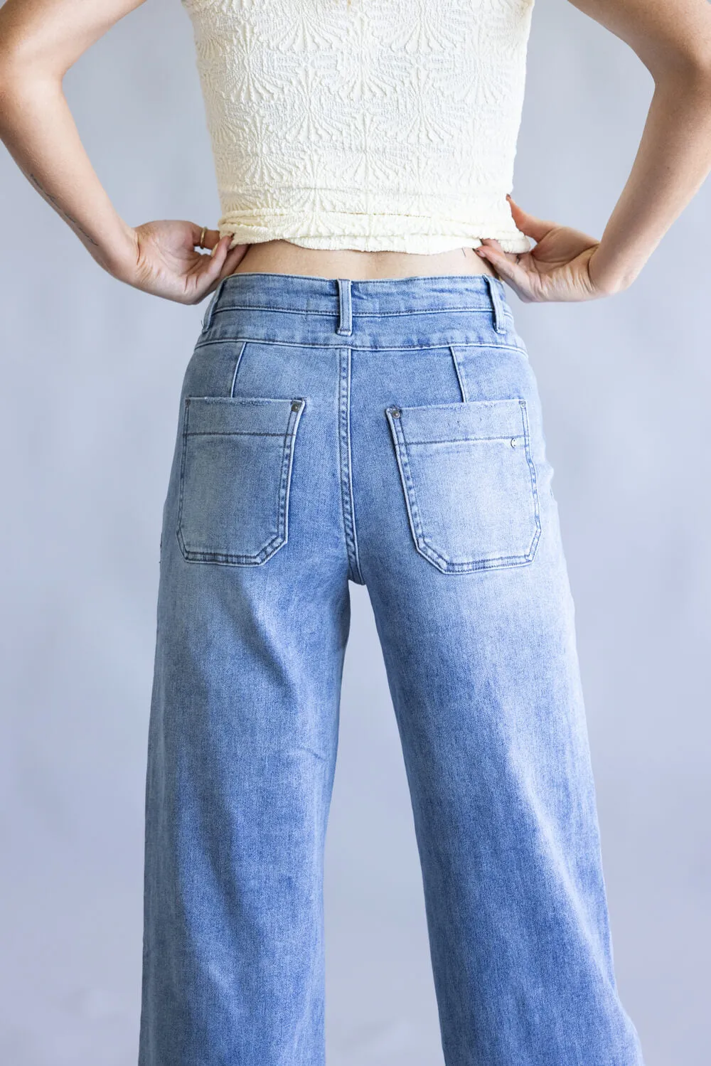 Mica High Rise Patch Pocket Wide Leg Jeans for Women | MDP-W3546 sold by Glik’s product image thumbnail 4