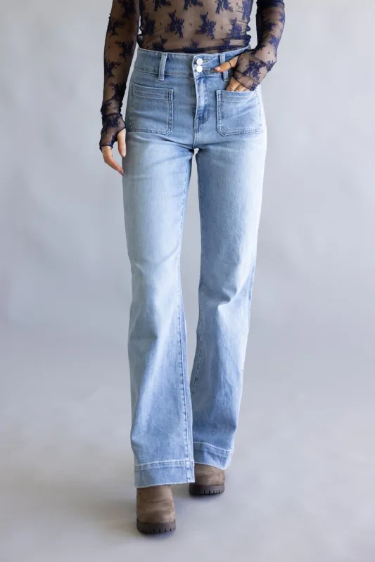 Flying Monkey High-Rise Patch Pocket Flare Jeans for Women | F5655 sold by Glik’s