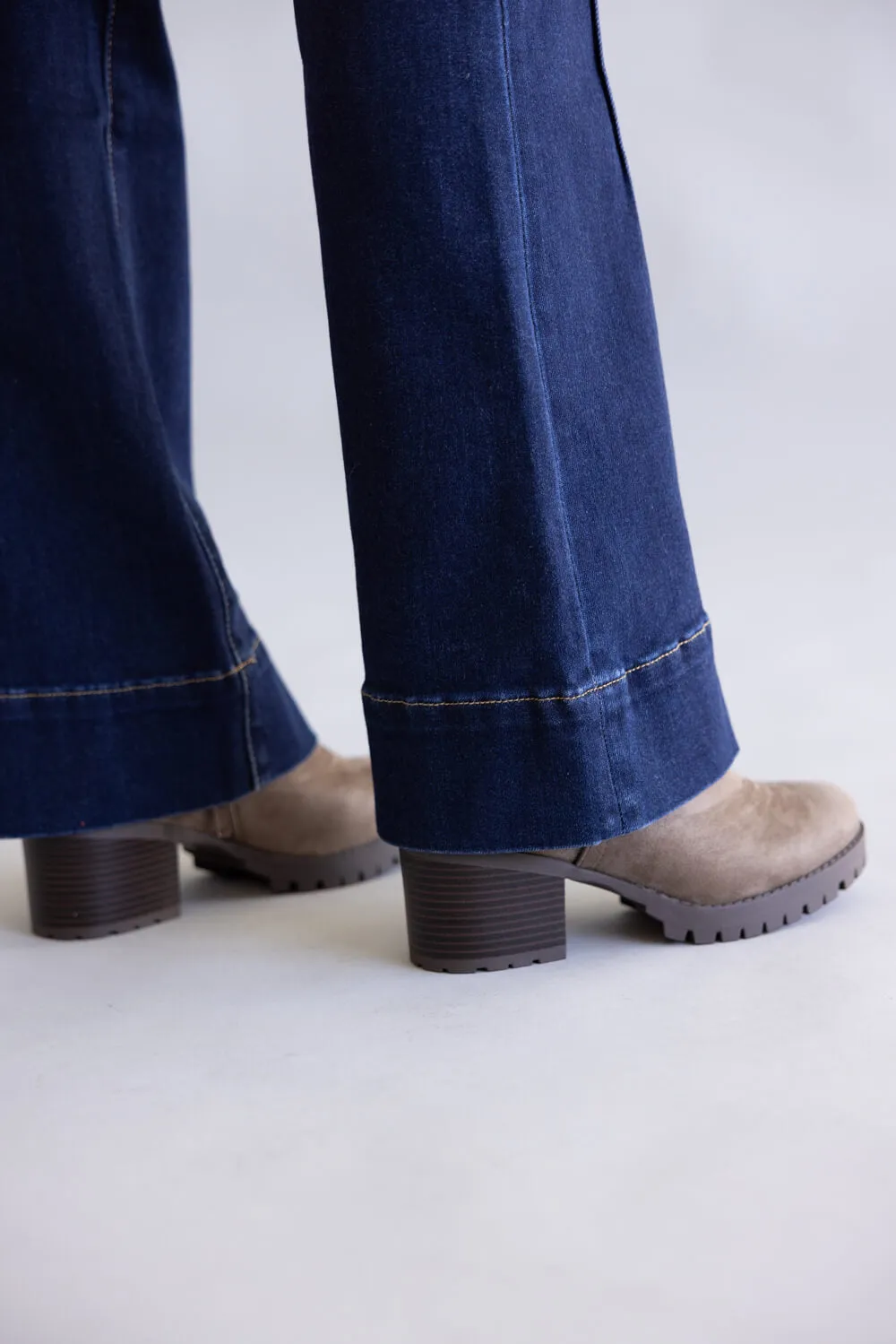 Vervet High Rise Dark Wash Center Hem Bootcut Jeans for Women | T6978 sold by Glik’s product image thumbnail 4