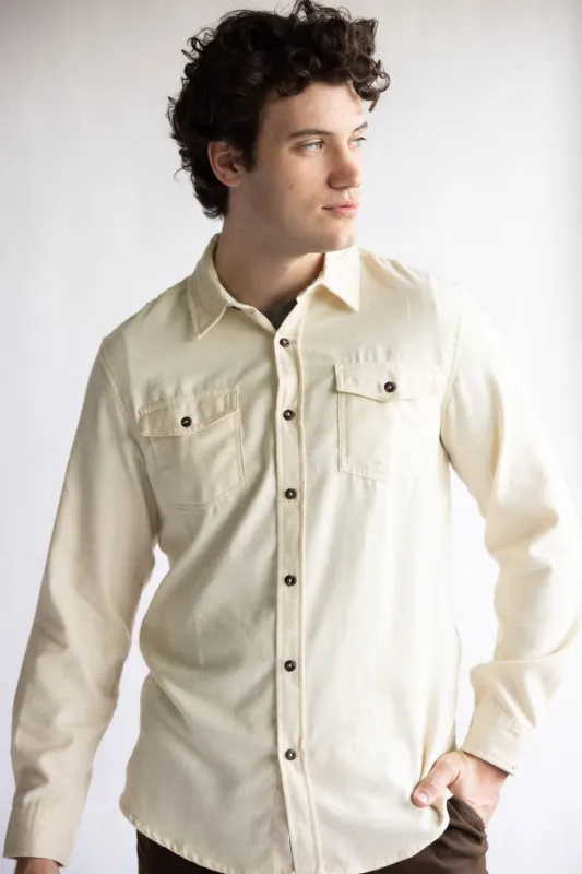 Solid Flannel Shirt for Men in Fog Ecru | TT8285GL-FOGECRU made by Glik’s