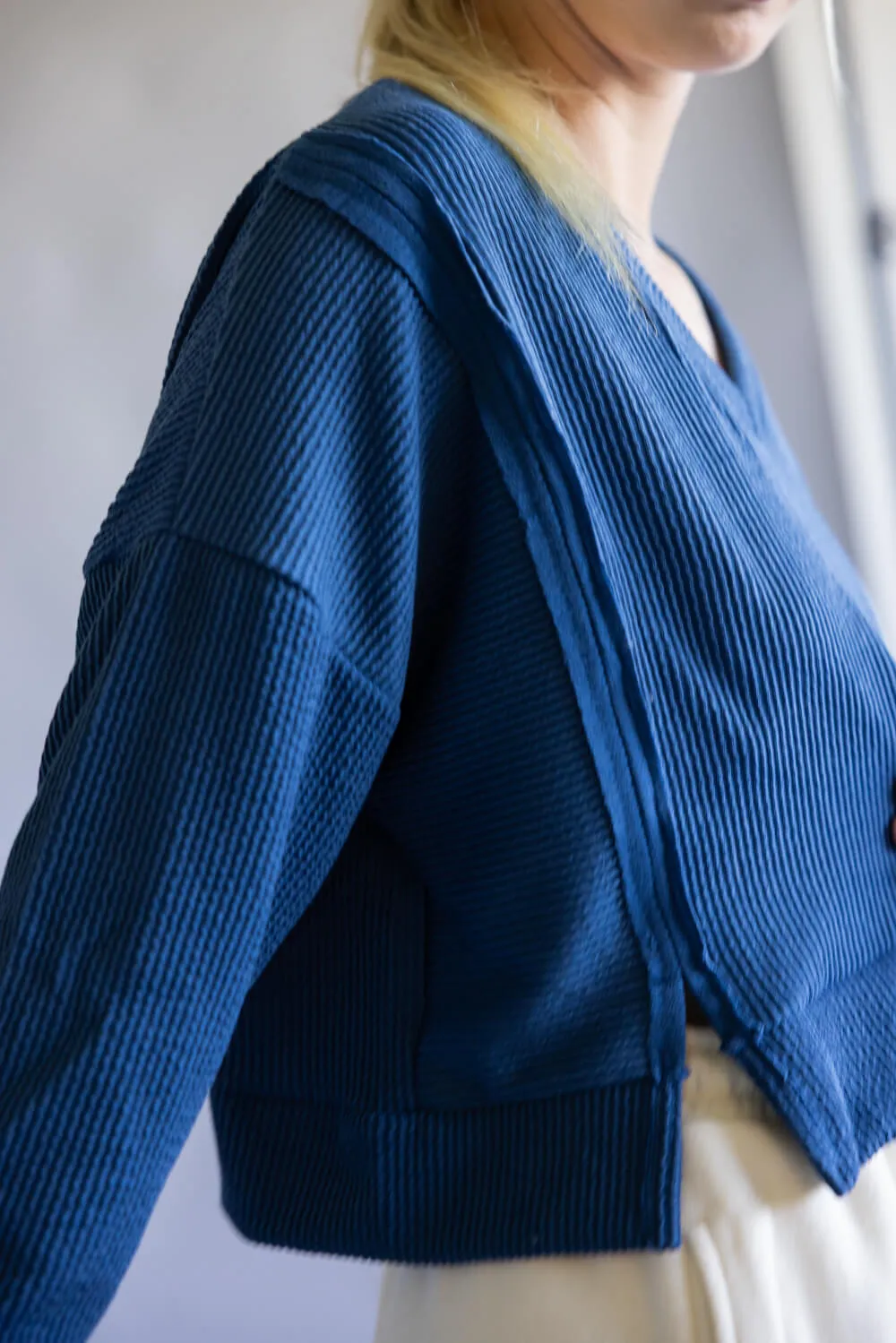 Simply Southern V-Neck Crop Pullover Top for Women in Dark Blue | PP-0225-SWTR-KNT-DKBLUE sold by Glik’s product image thumbnail 4