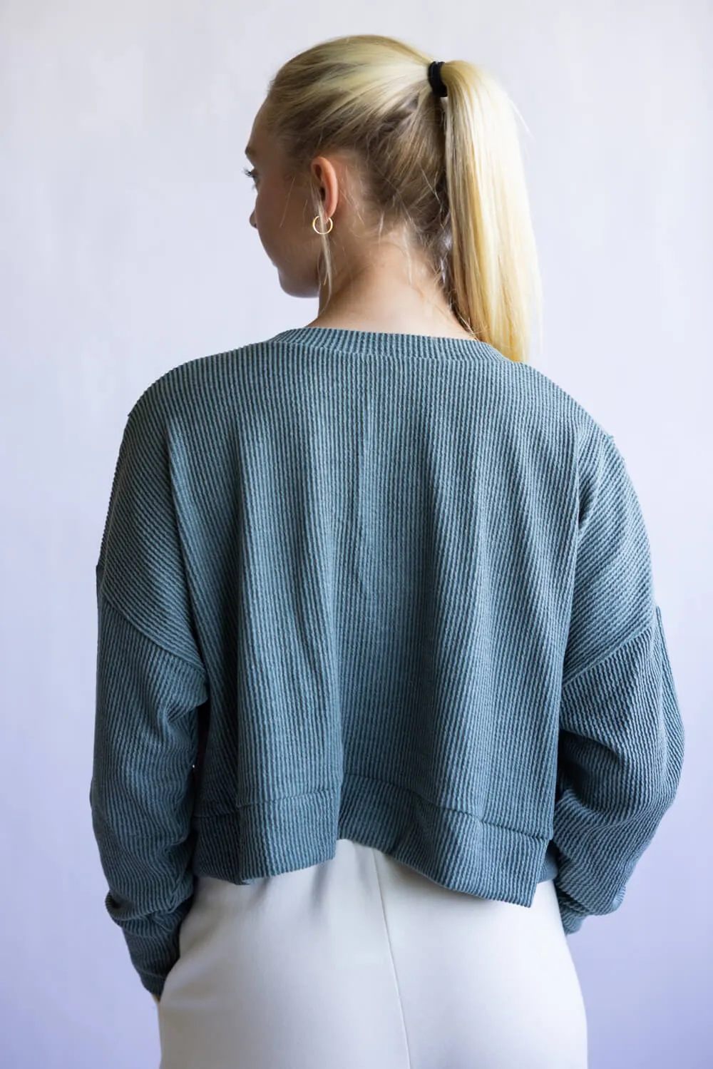 Simply Southern V-Neck Crop Pullover Top for Women in Jade | PP-0225-SWTR-KNT-JADE sold by Glik’s product image thumbnail 3