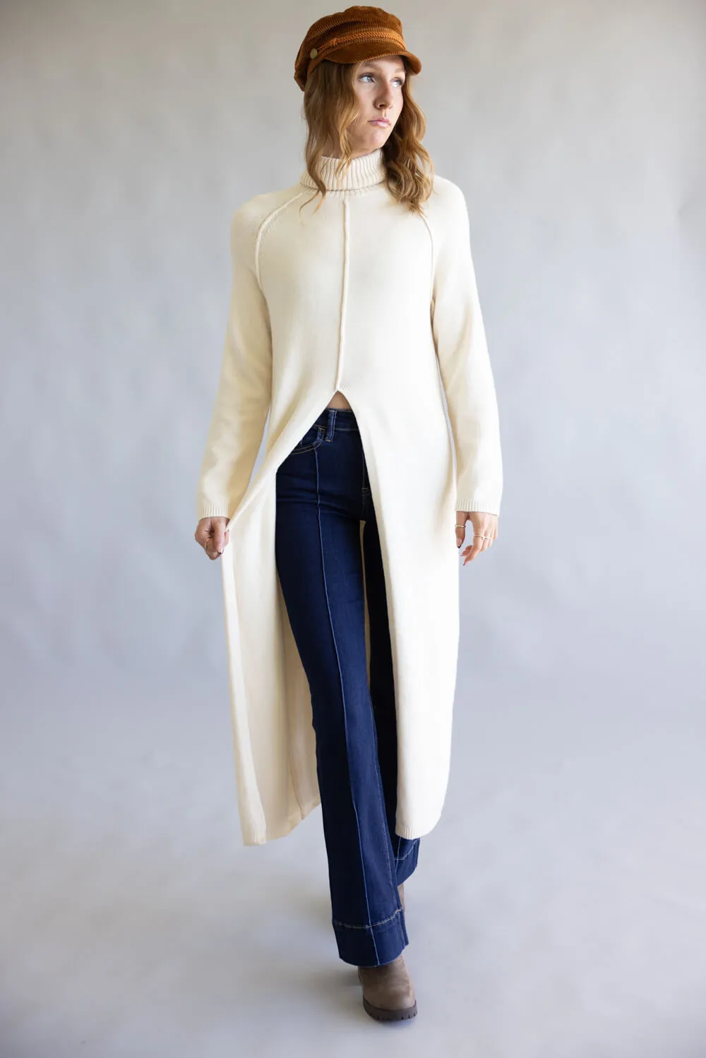 Turtleneck Tunic Sweater for Women in Ecru | MD4063-ECRU sold by Glik’s product image thumbnail 5