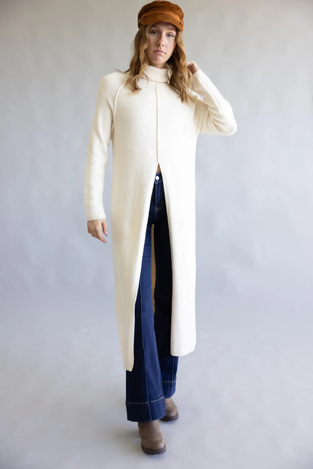 Turtleneck Tunic Sweater for Women in Ecru | MD4063-ECRU sold by Glik’s product image thumbnail 3